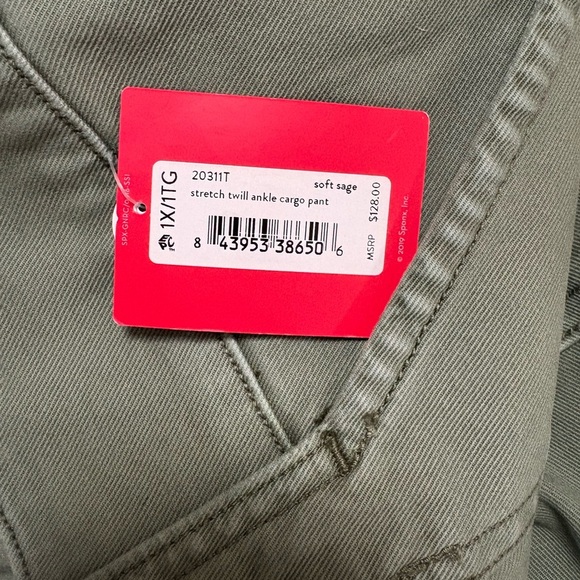 SPANX Stretch Twill Ankle Cargo Pants Sage Green Size 1X TALL Casual - Picture 6 of 8